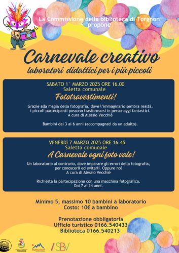 Locandina laboratori bambini Carnevale 2025